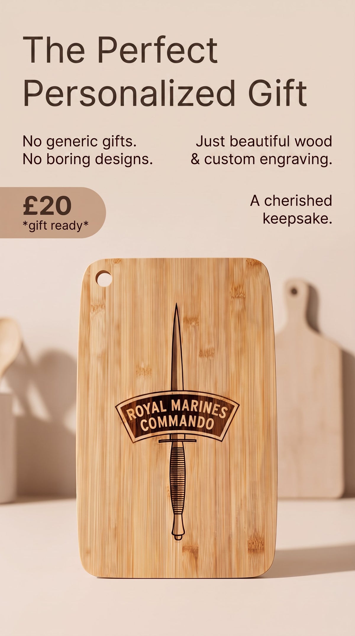 Personalised custom chopping board.