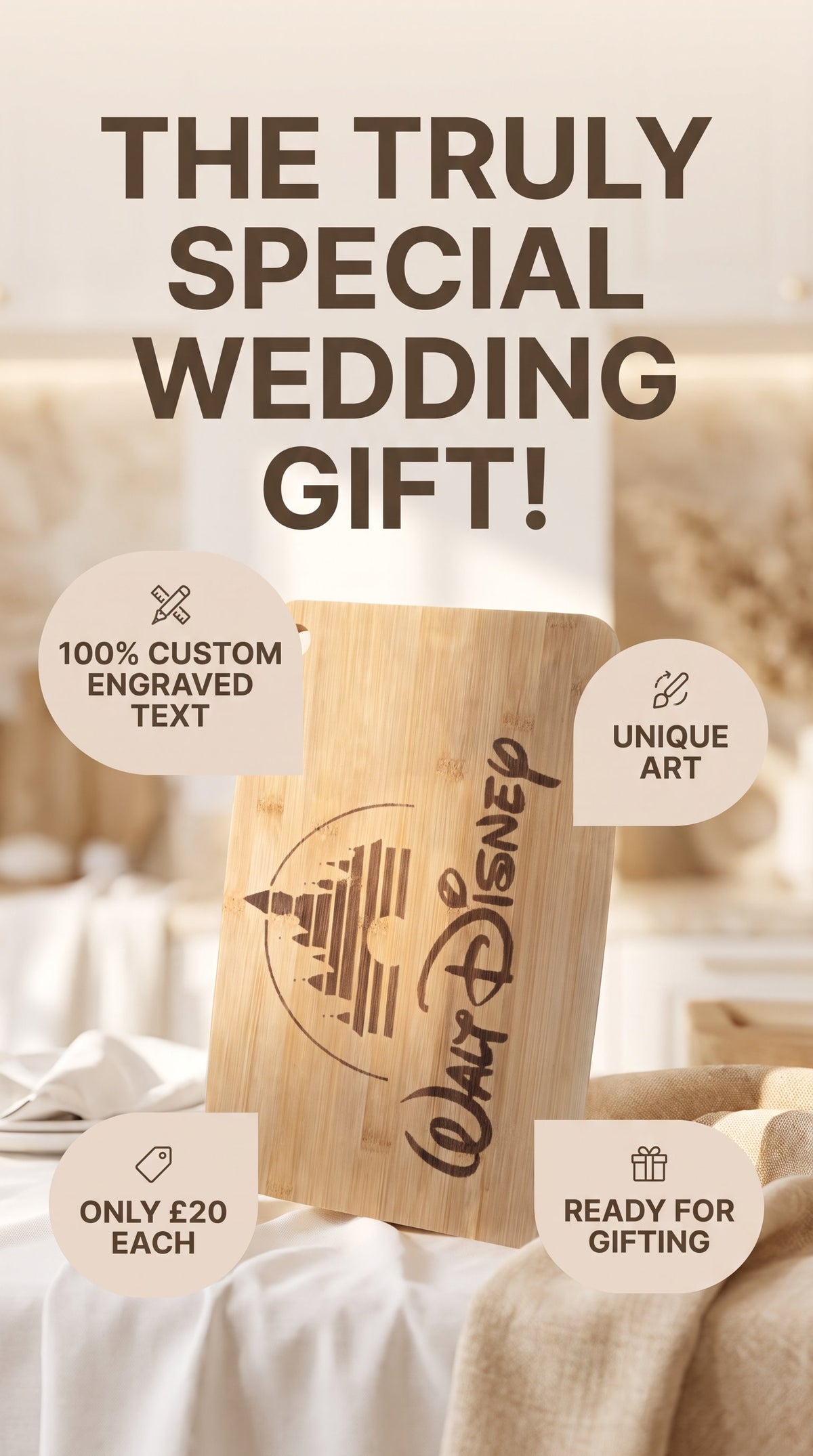 Personalised custom chopping board.